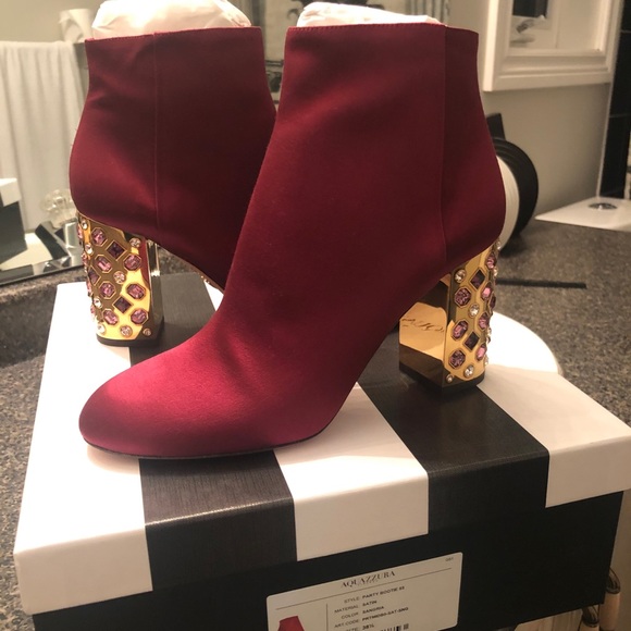 BRAND NEW $1675 Aquazurra Satin Heeled Boots - Picture 2 of 8